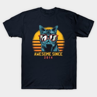 Retro Cool Cat Awesome Since 2014 // Awesome Cattitude Cat Lover T-Shirt